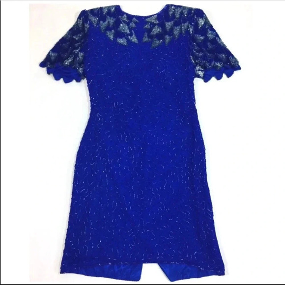 Silky Nites Vintage Sequin 80s Silk Dress - Picture 9 of 9